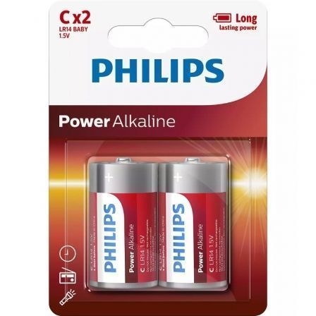 Philips Pilas Alcalinas C LR14 1,5V (Pack de 2 unidades)